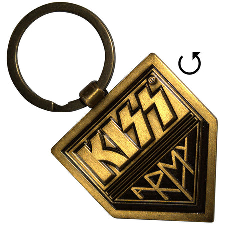 Kiss - Gold Army Pennant- 2 sided - Metal Keychain
