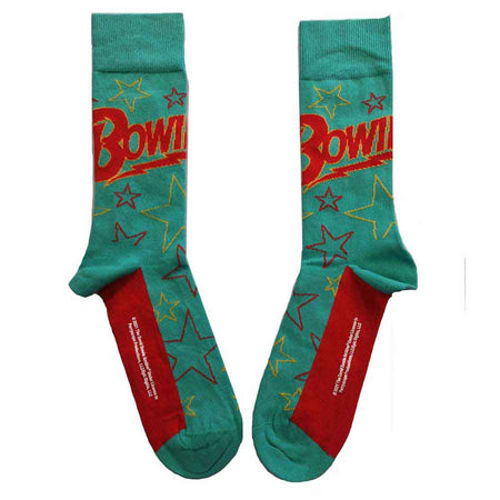 David Bowie - Stars Outline - Green Socks