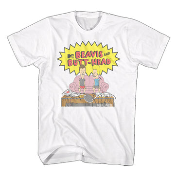 Beavis And Butthead - Watching TV - White T-shirt