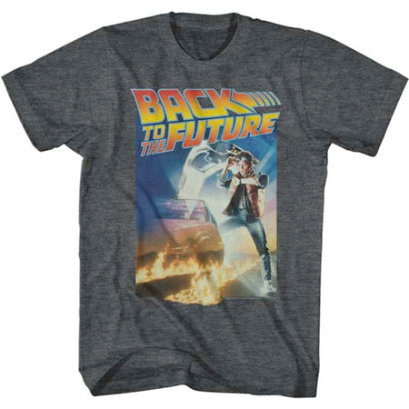 Back  To The Future - Poster With Logo -  Black Heather  t-shirt