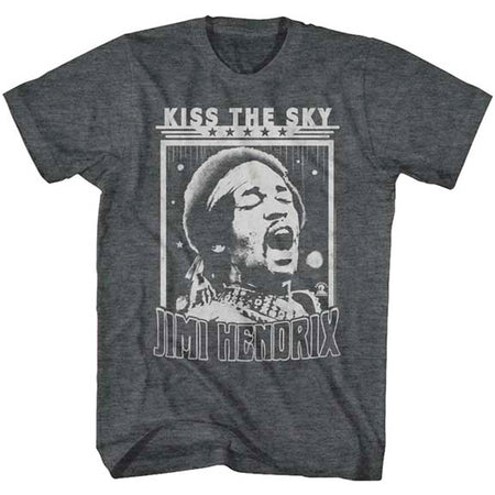 Jimi Hendrix - Kiss The Sky - Black Heather t-shirt