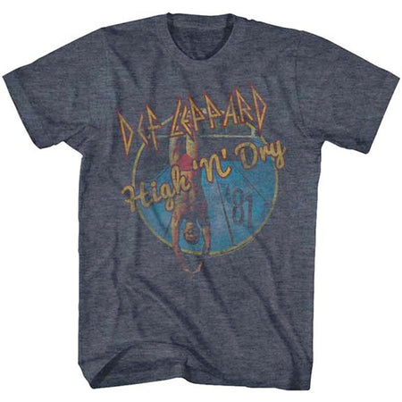 Def Leppard -Faded High N Dry - Navy Heather t-shirt