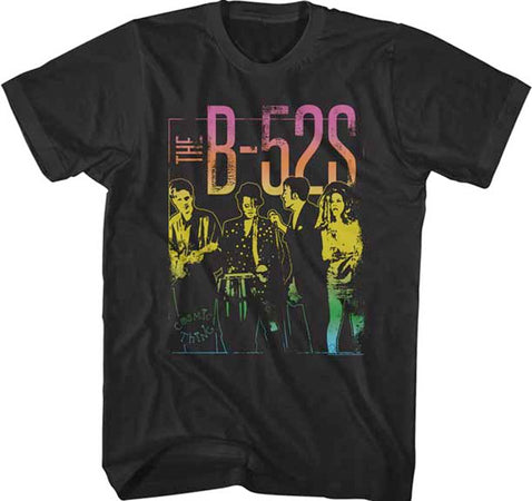 The B-52s - Band Photo Gradient - Black t-shirt