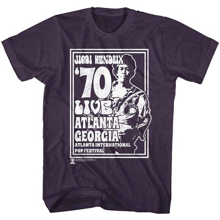 Jimi Hendrix - Atlanta 70 - Blackberry Heather  t-shirt
