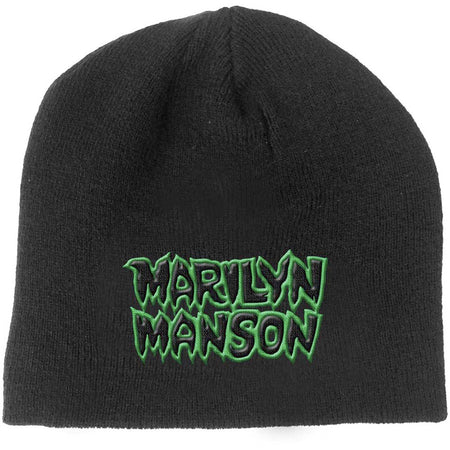 Marilyn Manson - Green Logo - Black Ski Cap Beanie