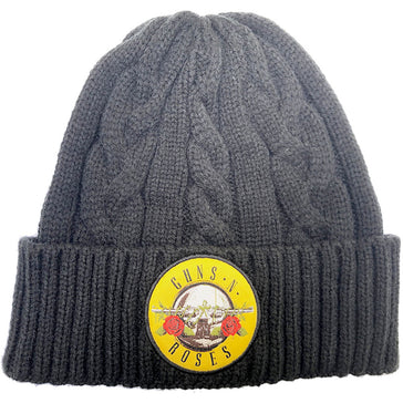 Guns N Roses - Cable Knit Wool Circle Logo - Black Ski Cap Beanie