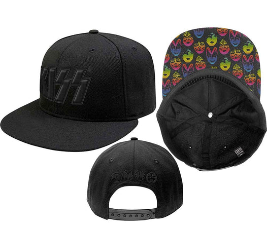 Kiss - Neon Faces-Snapback - Black OSFA Baseball Cap