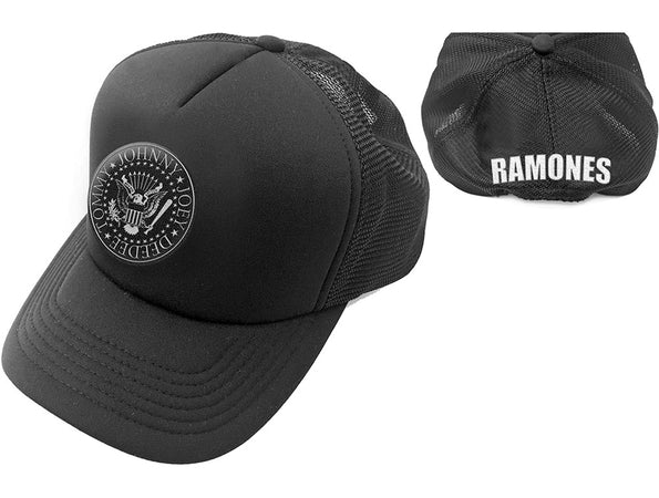Ramones - Seal Logo - Black OSFA Mesh Back Baseball Cap