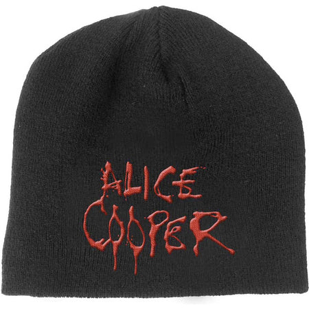 Alice Cooper - Red Logo - OSFA Black Beanie Cap
