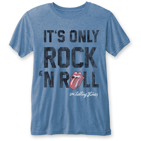 The Rolling Stones-It's Only Rock N Roll- Blue Burnout Fashion T-shirt