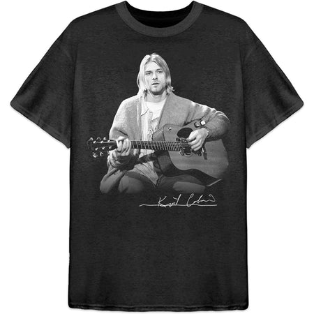 Nirvana - Kurt Cobain-Guitar Live Photo - Black t-shirt