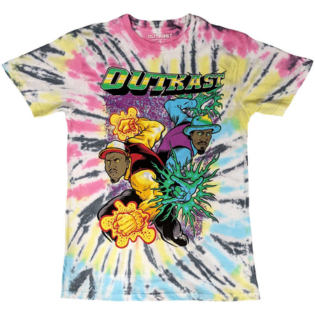 Outkast - Superheroes - Tye Dye Wash White T-shirt