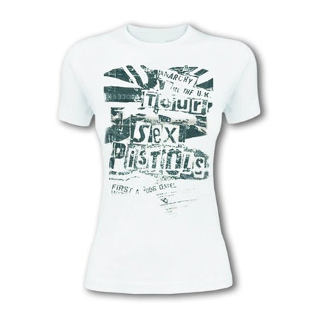 Sex Pistols - Flag Tour - Girl's Junior White  T-shirt