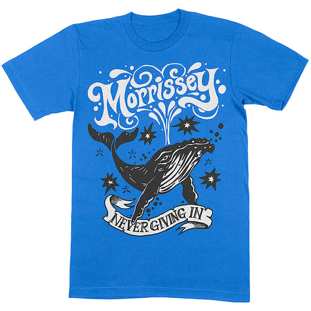 Morrissey - Never Give In-Whale - Blue T-shirt