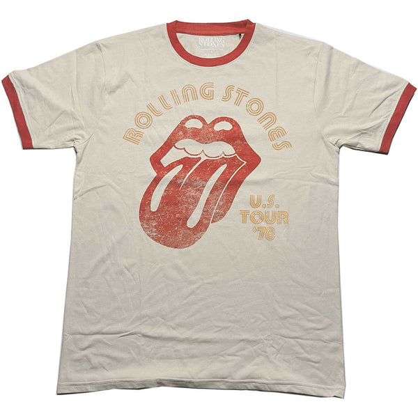 Rolling Stones Us Tour 78 White Ringer T Shirt Burning Airlines 4035