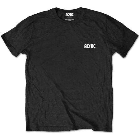 AC/DC - About To Rock-Breast Print With Full Backprint  - Black T-shirt