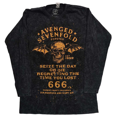 Avenged Sevenfold - Sieze The Day-Dip Dye Long Sleeved- Black T-shirt