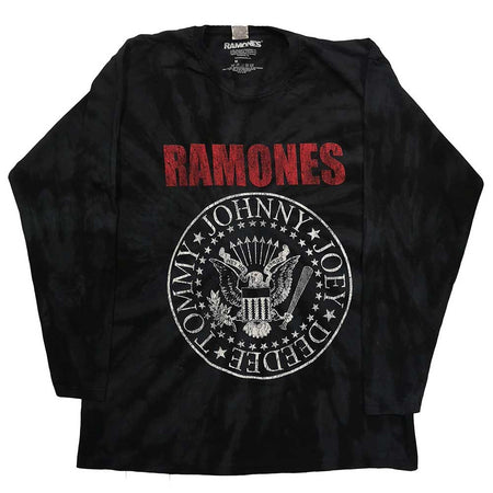 Ramones - Presidential Seal-Dip Dye Long Sleeved- Black  T-shirt