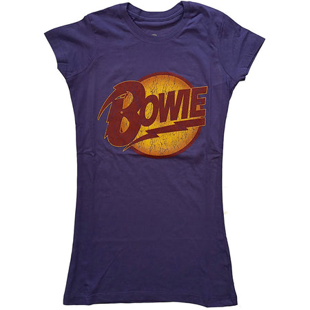 David Bowie - Vintage Diamond Dogs Logo - Ladies Purple T-shirt