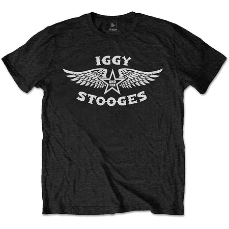 Iggy Pop - The Stooges - Wings Logo - Black t-shirt