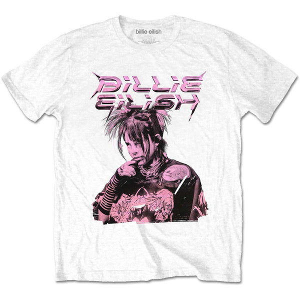 Billie Eilish Purple Illustration White tshirt burning airlines