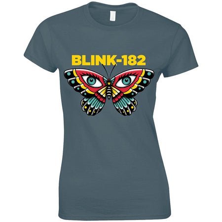 Blink 182 - Butterfly - Heather Navy Blue Ladies T-shirt