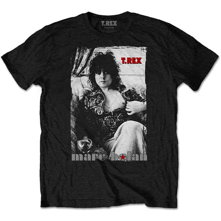 T.Rex Marc Bolan - Marc Sitting & Red Logo - Black t-shirt