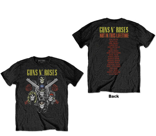 Guns N Roses -Pistols and Roses with Back Print - Black t-shirt