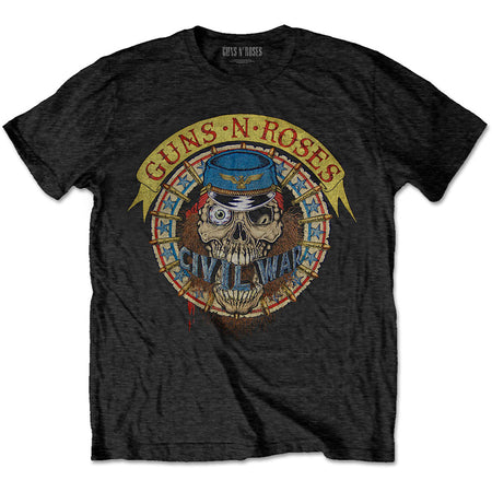 Guns N Roses -Skull Circle with Illusion 1991 Tour Back Print - Black t-shirt