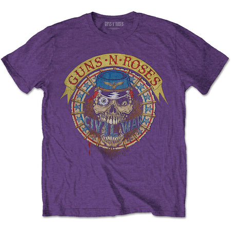 Guns N Roses -Skull Circle with Illusion 1991 Tour Back Print - Purple t-shirt