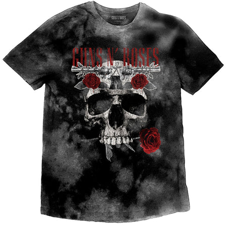 Guns N Roses -Flower Skull-Dip Dye - Grey t-shirt