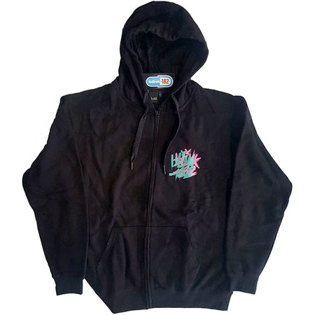 Blink 182 - Double Six Arrow Smiley - Zipped Black Hooded Sweatshirt