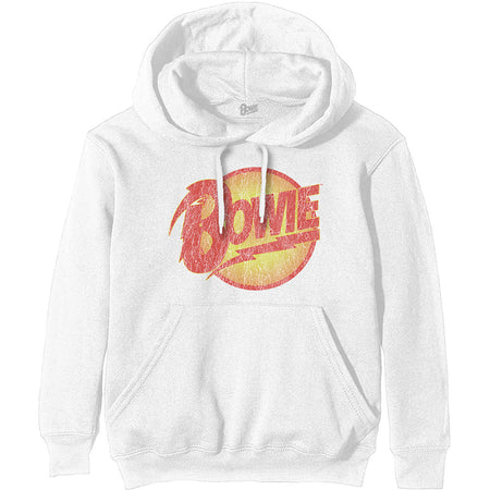 David Bowie - Vintage Diamond Dogs Logo - Pullover White Hooded Sweatshirt