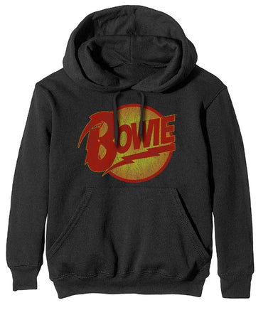 David Bowie - Vintage Diamond Dogs Logo - Pullover Black Hooded Sweatshirt