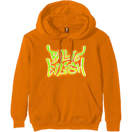 Billie Eilish - Airbrush Flames - Pullover Orange Hooded Sweatshirt