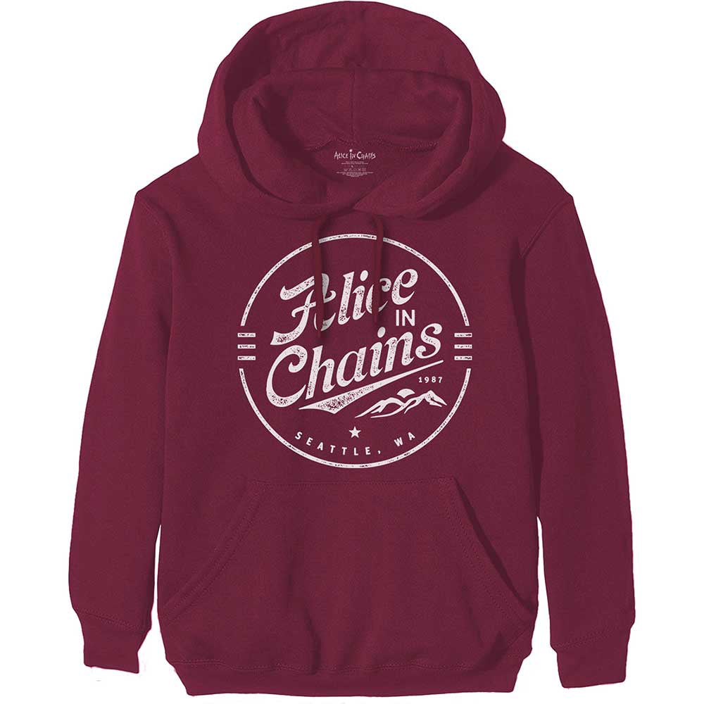 Alice In Cahins - Emblem - Maroon Hooded Sweatshirt