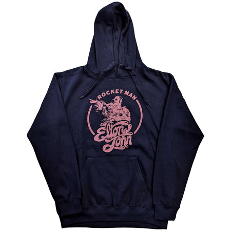 Elton John - Rocketman Circle Point- Pullover Navy Blue Hooded Sweatshirt