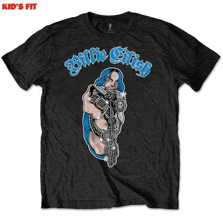 Billie Eilish-Bling-Glitter-KIDS SIZE Black T-shirt