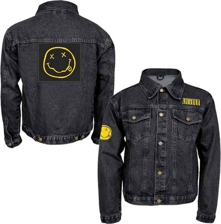 Nirvana-Smiley Patch-Denim Jacket-100% Cotton