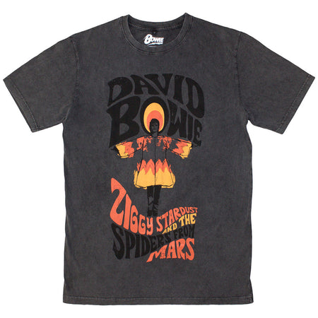 David Bowie - Ziggy Stardust - Charcoal Grey Stone Wash t-shirt