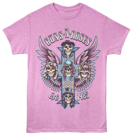 Guns N Roses - Winged Crosses - Neon Purple Heather t-shirt