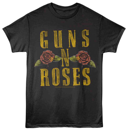 Guns N Roses - GNR Logo and Roses - Black t-shirt