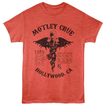 Motley Crue - 1989 Hollywood - Red Heather  t-shirt