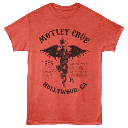 Motley Crue - 1989 Hollywood - Red Heather  t-shirt