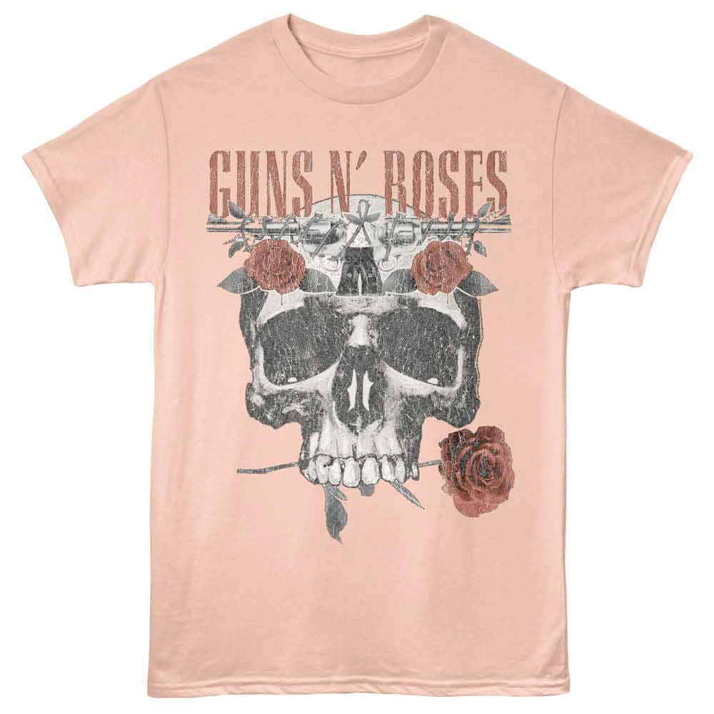 Guns N Roses - Flower Skull - Peach t-shirt