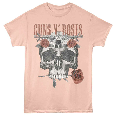 Guns N Roses - Flower Skull - Peach t-shirt