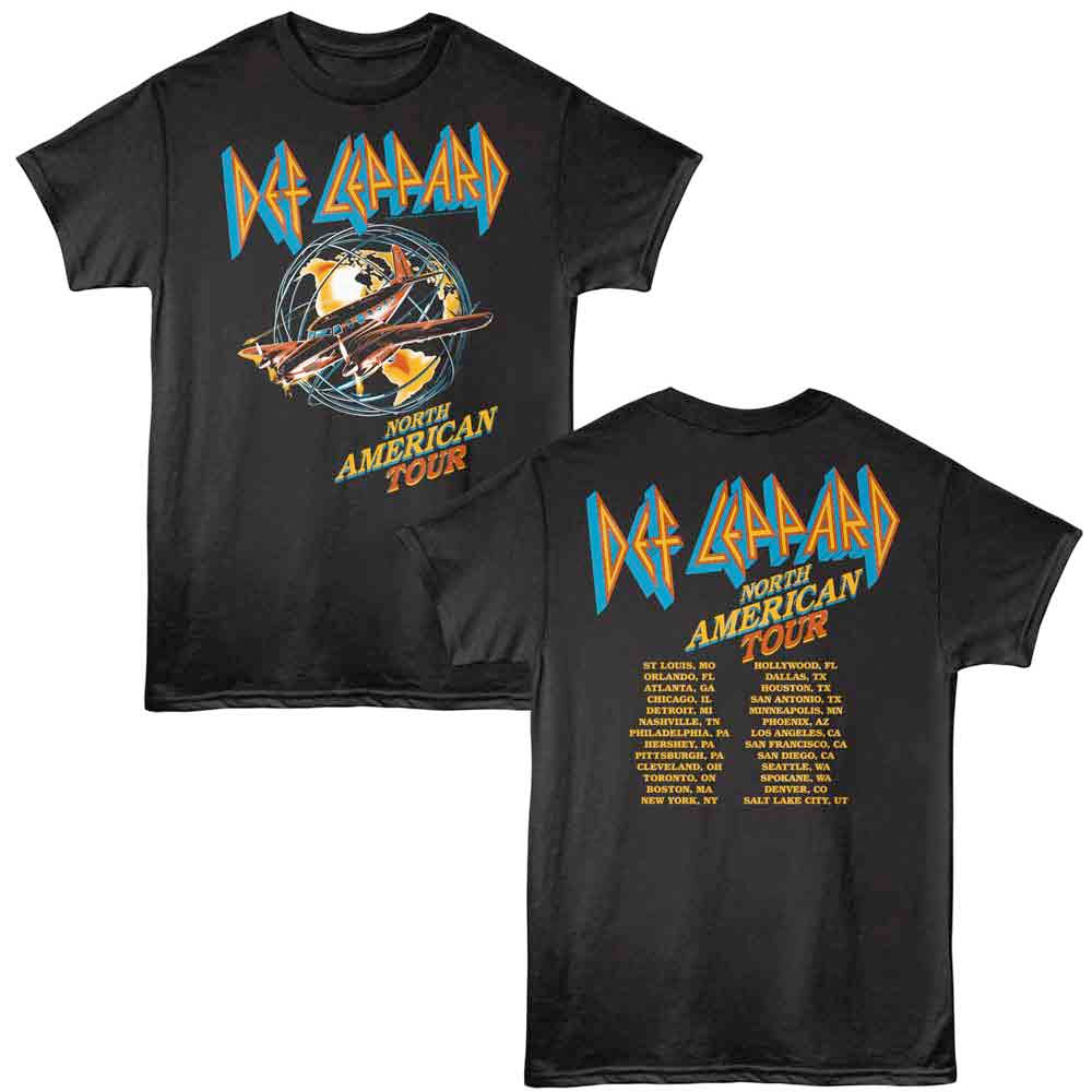 Def Leppard - North American Tour Plane - Black t-shirt