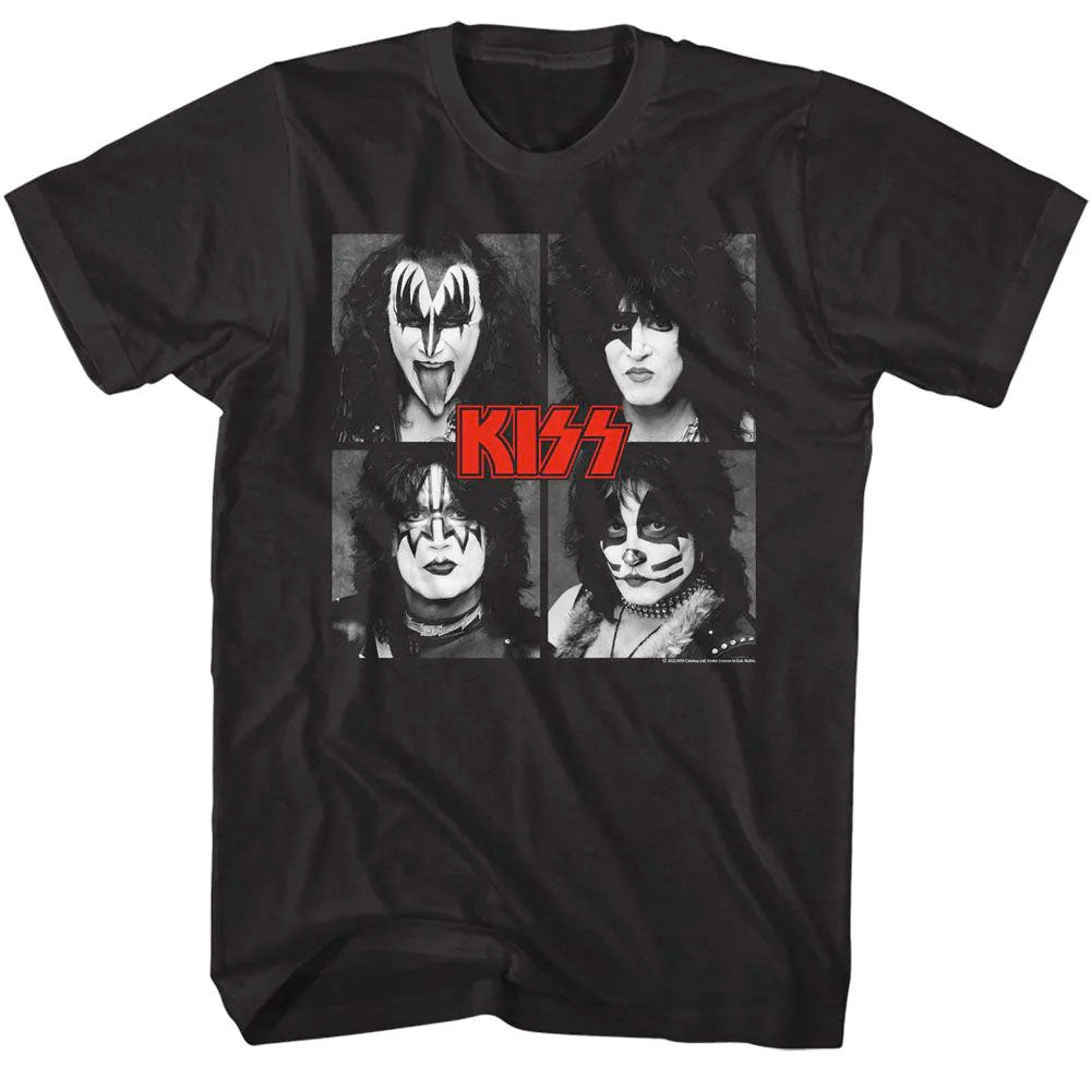 Kiss - Four Squares - Black  t-shirt