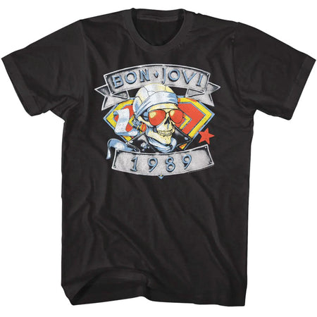 Bon Jovi - 1989 Skull Man - Black t-shirt