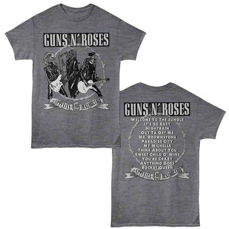 Guns N Roses - Appetite Songs - Black Heather t-shirt